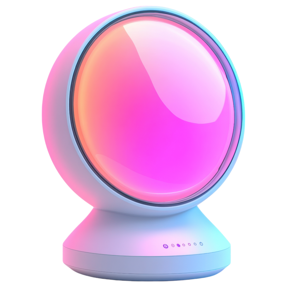 Modern bedside lamp with colorful glow and sleek design clip art on a transparency background png