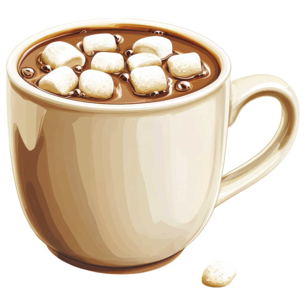 Hot chocolate with marshmallows in cup, perfect for cozy moments. clip art on a transparency background png