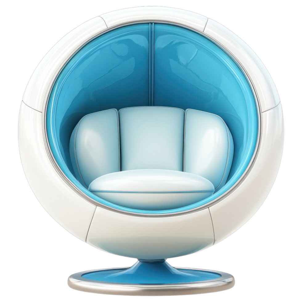 Futuristic pod shaped armchair with sleek design and vibrant colors clip art on a transparency background png
