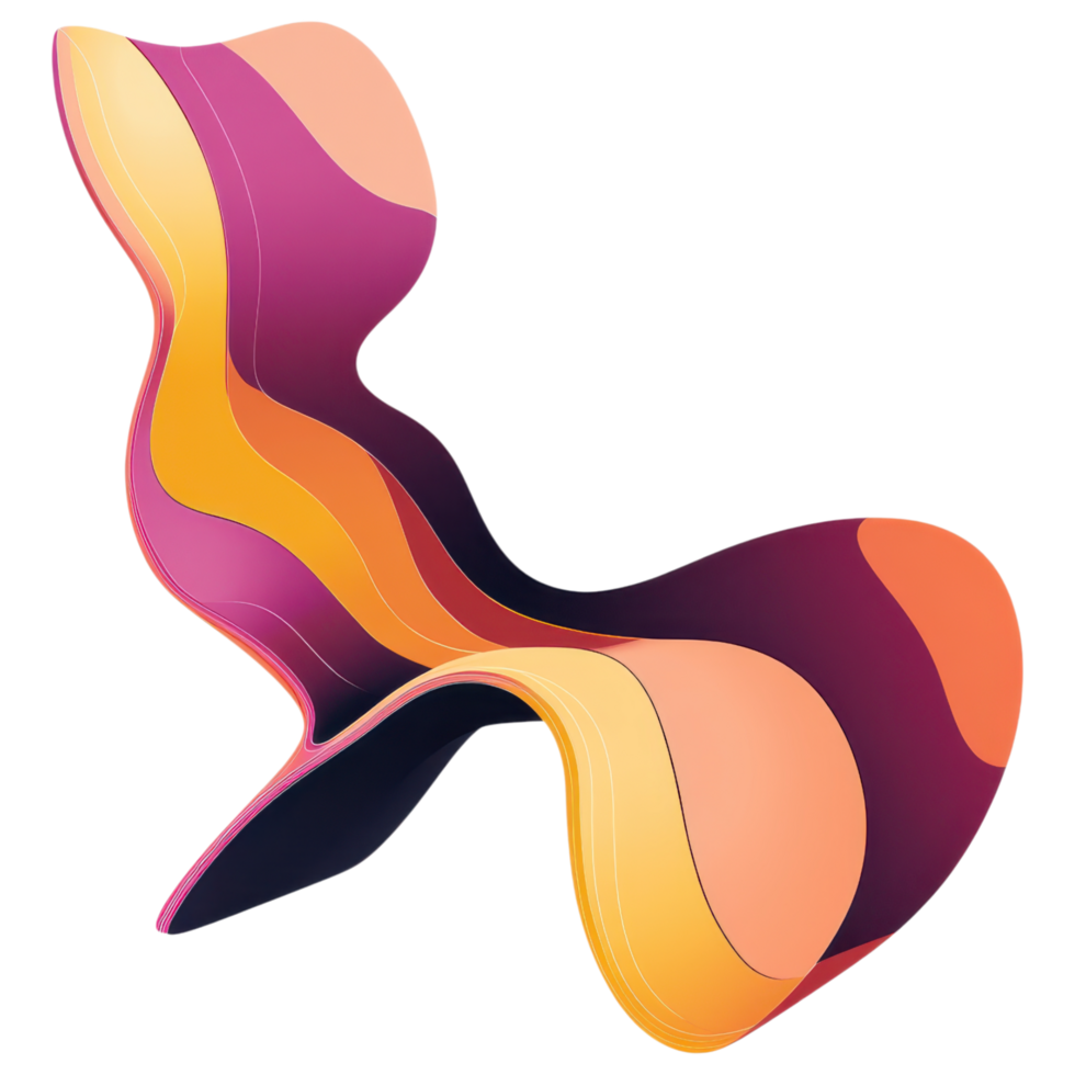 Stylish abstract lounge chair in vibrant colors on transparency background clip art on a transparency background png
