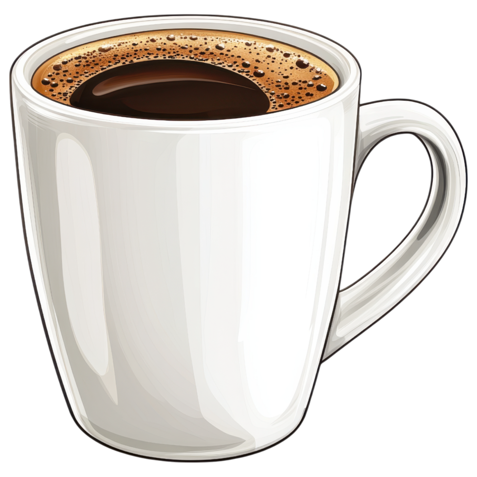 simple mug filled with rich coffee, perfect for cozy moment. clip art on a transparency background png