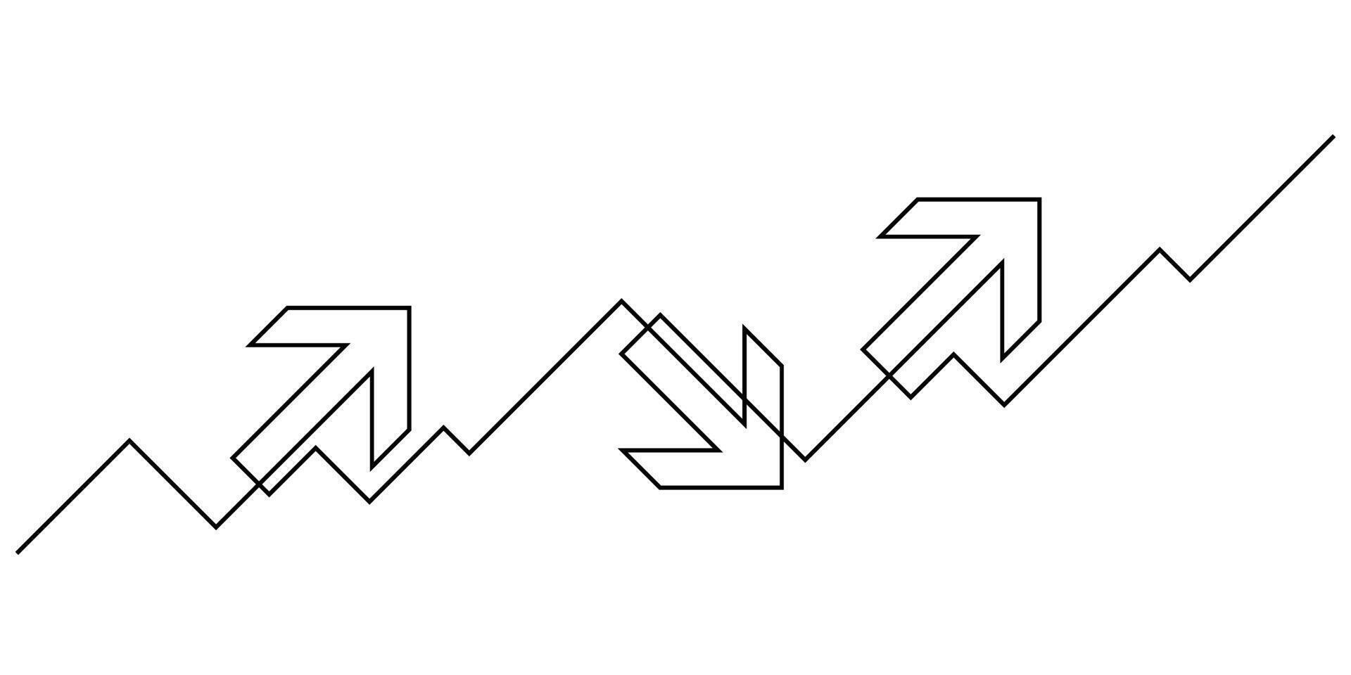 continuous line drawing of business graph growth investment vector