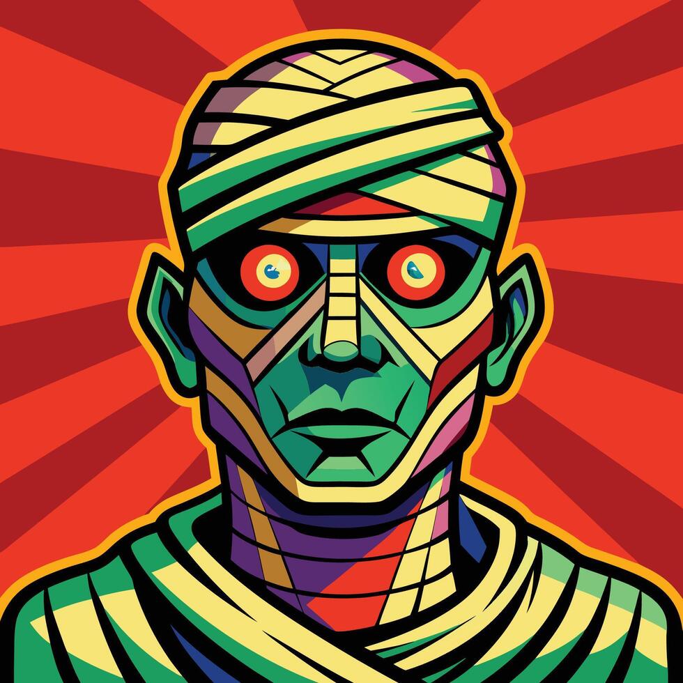 close-up illustration of a mummy vector