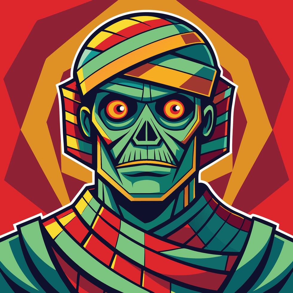 Mummy character wrapped in colored beige bandages vector
