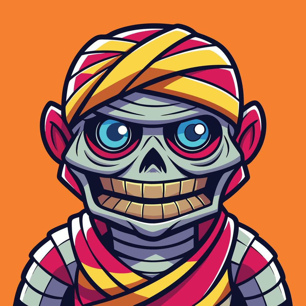 close-up illustration of a mummy with its mouth wide open vector