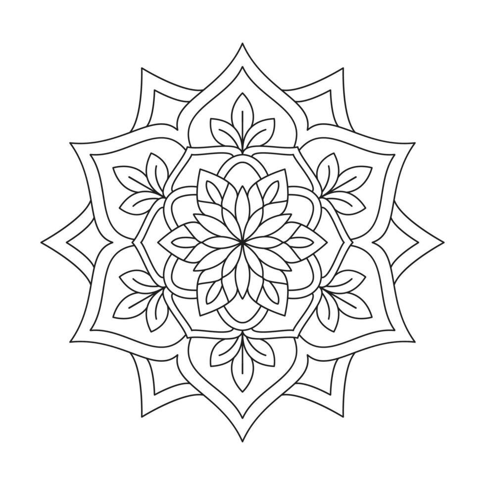 Simple Floral Mandala Frame Circle Frame Isolated design for kids book vector