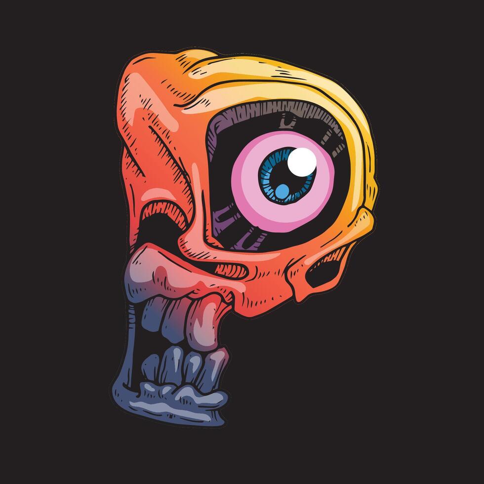 Skull cartoon spooky P vector