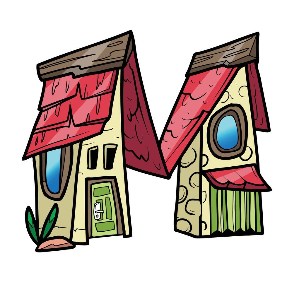 House Alphabet Doodle Child Illustration M vector