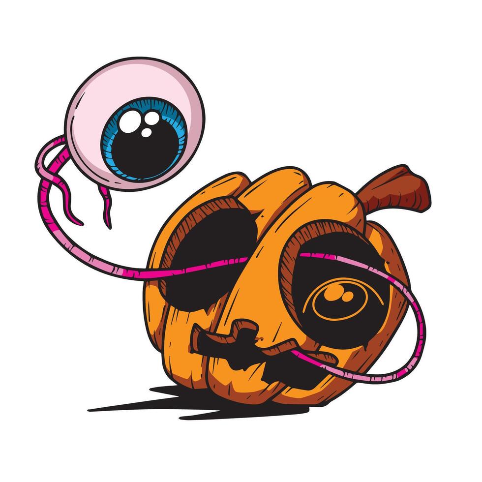 Pumpkins with big eyes rolling vector