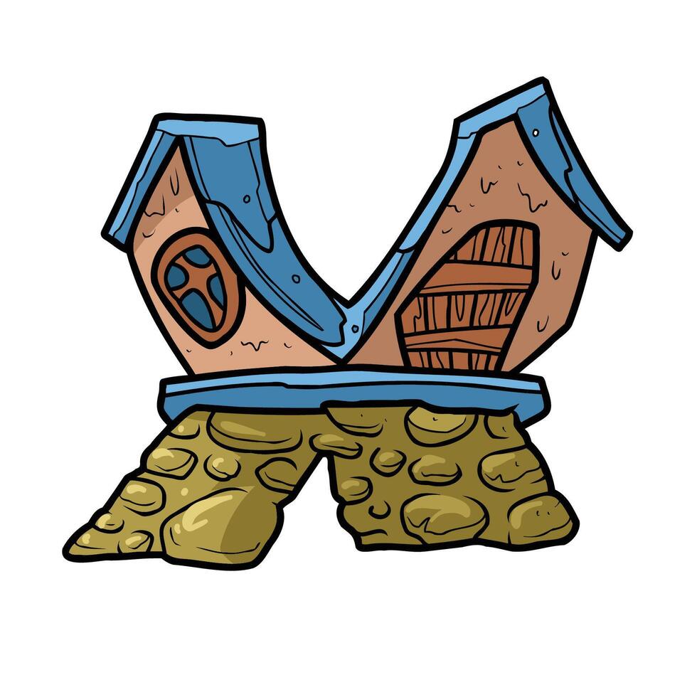 House Alphabet Doodle Child Illustration X vector
