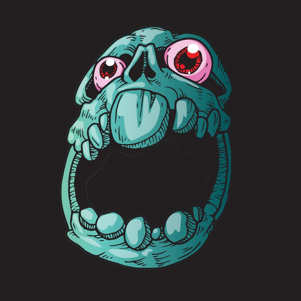 Skull cartoon spooky number 0 vector