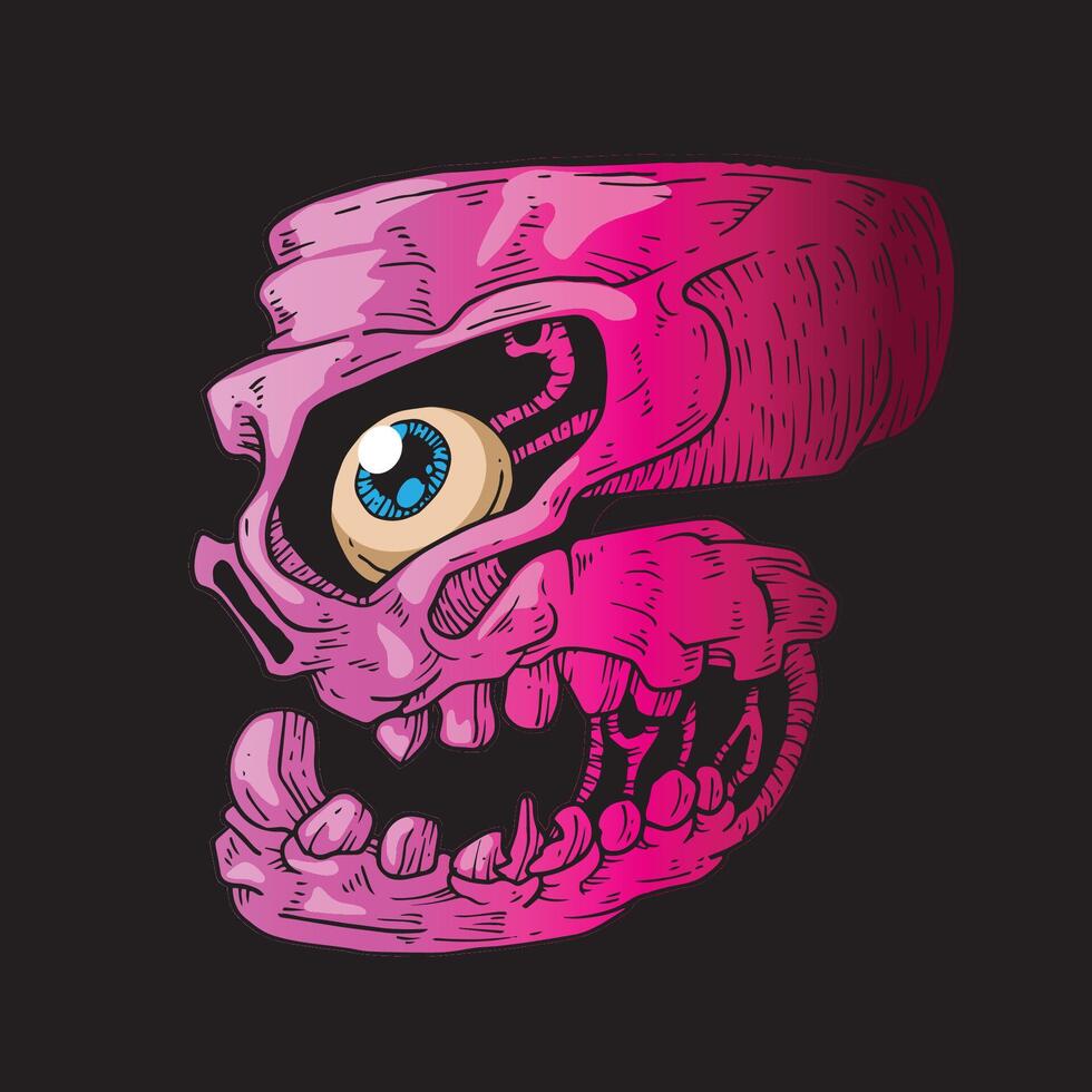 Skull cartoon spooky Number 5 vector