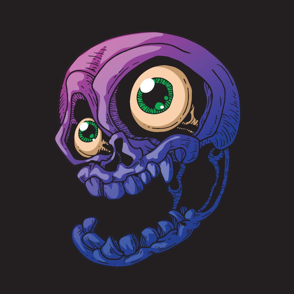 Skull cartoon spooky number 9 vector