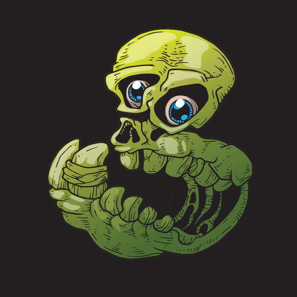 Skull cartoon spooky number 3 vector