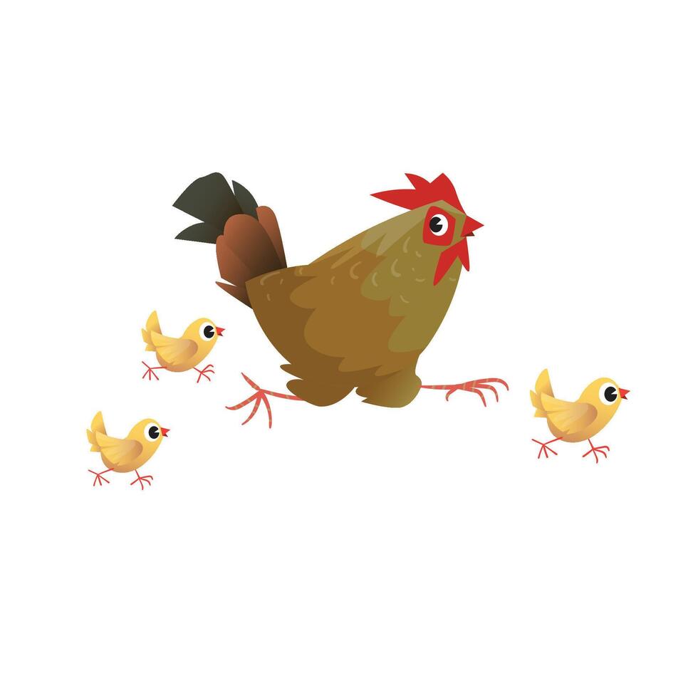 Cute Chicken Animals Character Cartoon Funny Educational Child vector