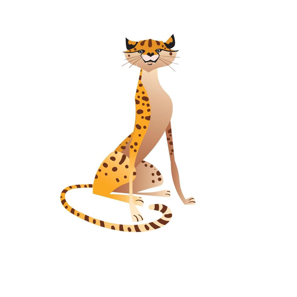 Cute Cheetah Animals Character Cartoon Funny Educational Child vector