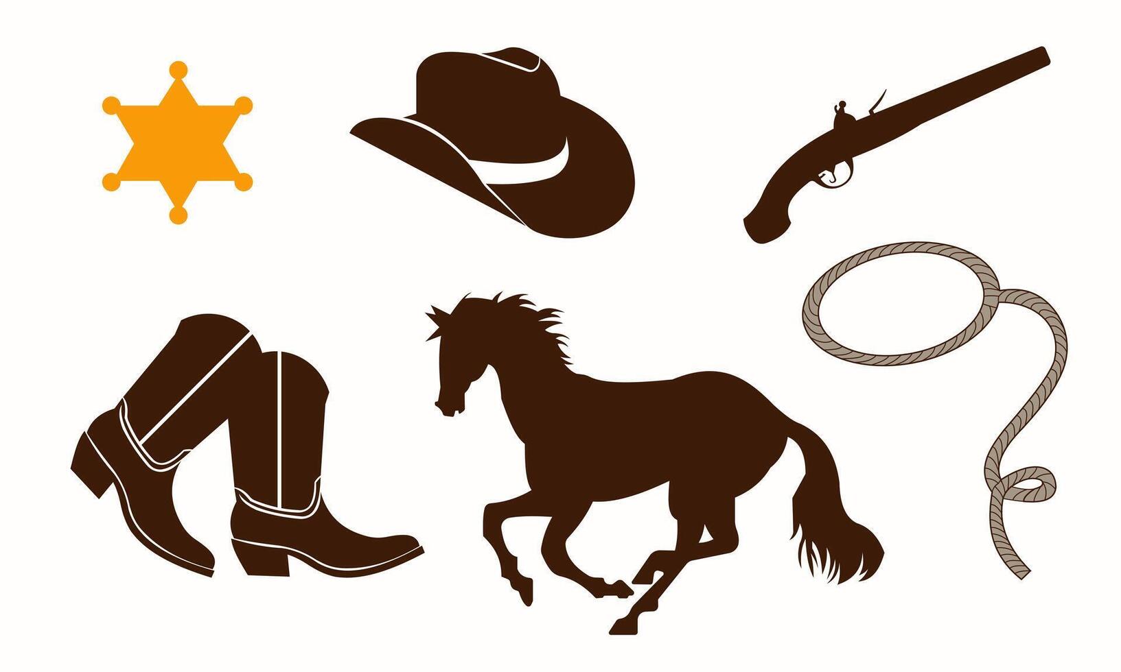 Wild West and Cowboys icons set vector