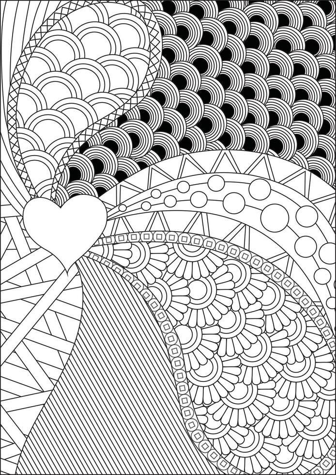 Waves Coloring Page For Adult vector