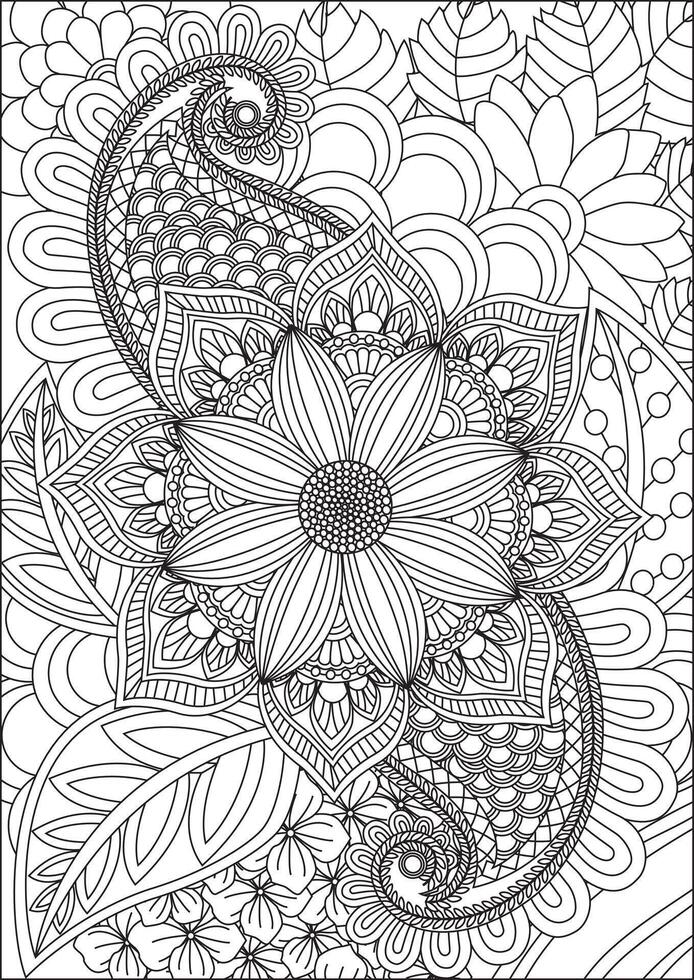 Adult Coloring Pages Floral Art vector