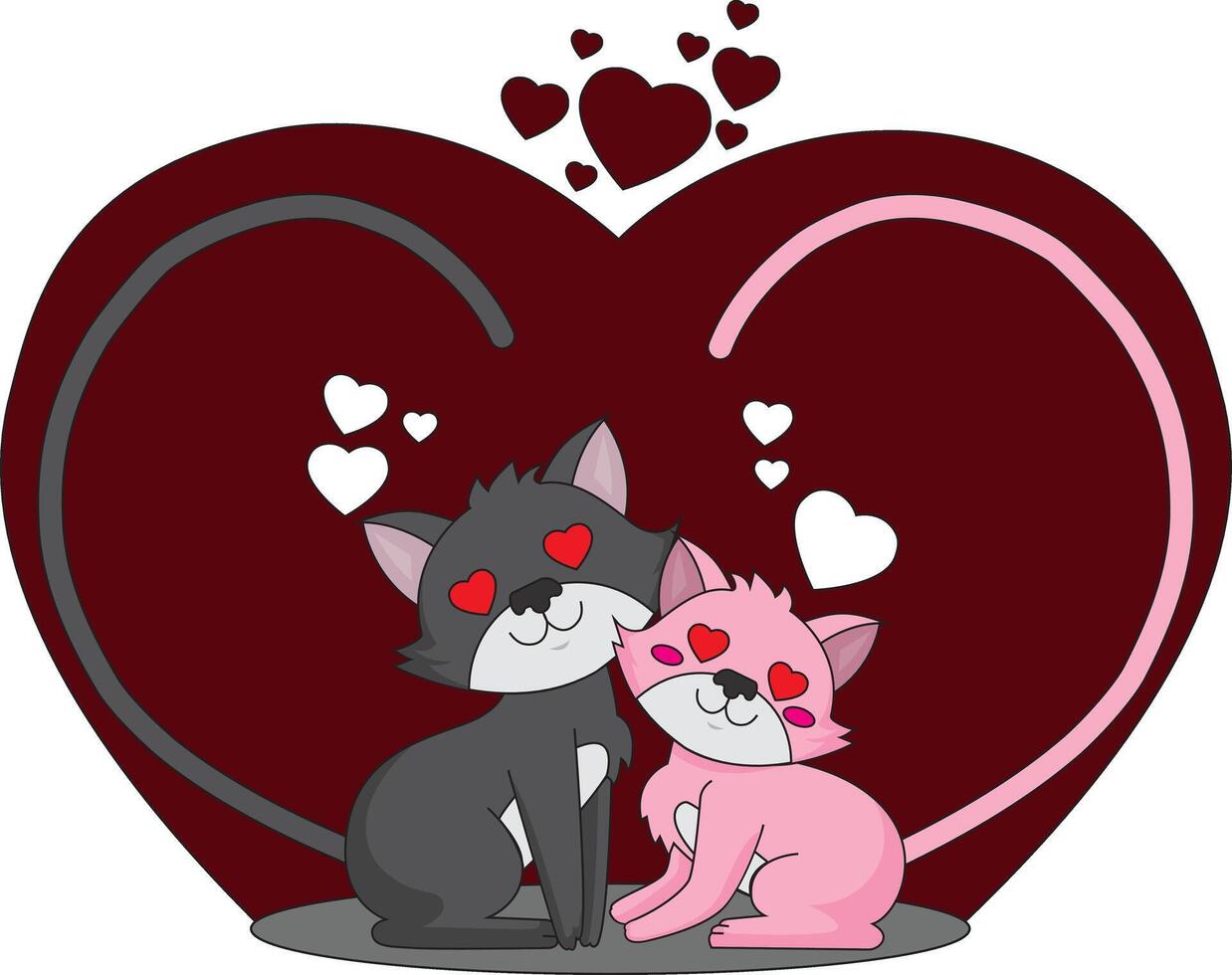 Two Cats In Love Kitten Couple Illustration vector
