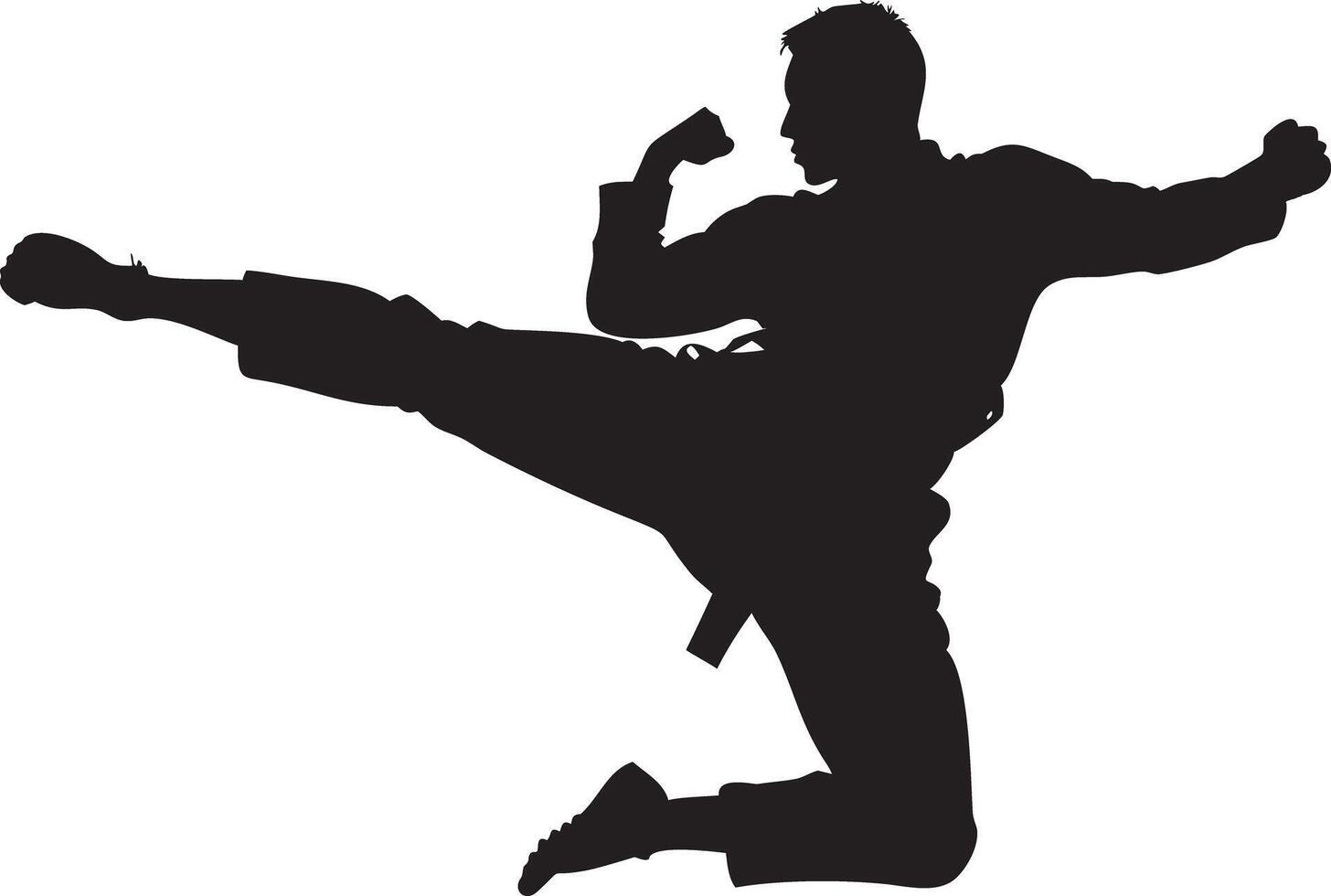 karate man silhouette on white background vector