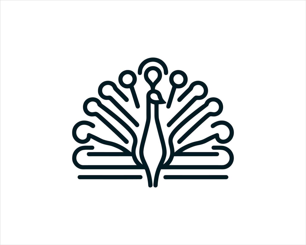 A line drawing of a peacock icon template illustration vector