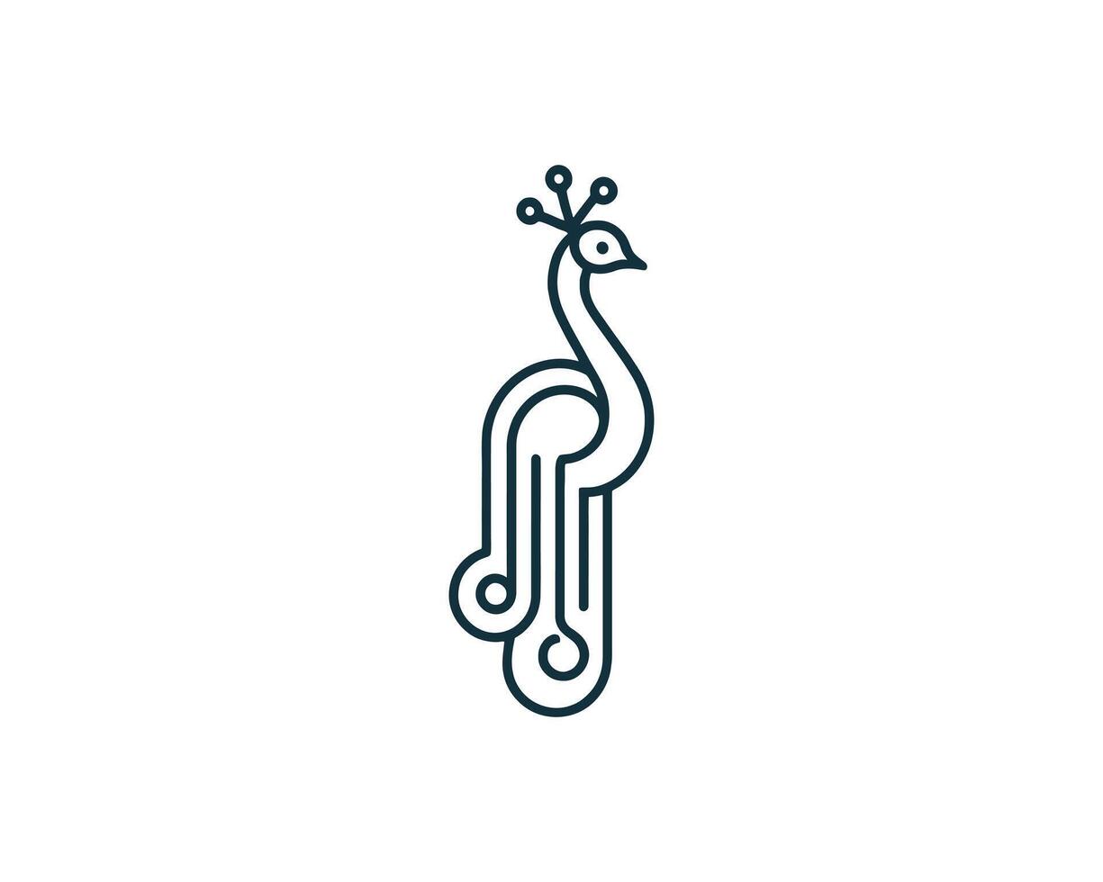A line drawing of a peacock template illustration vector