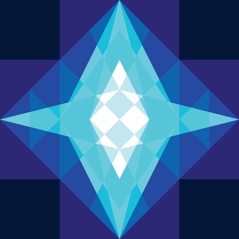 Mystical gates. T-shirt print template. Abstract self-luminous magical ultramarine sign. Low poly crystal blue pattern. Geometric background vector