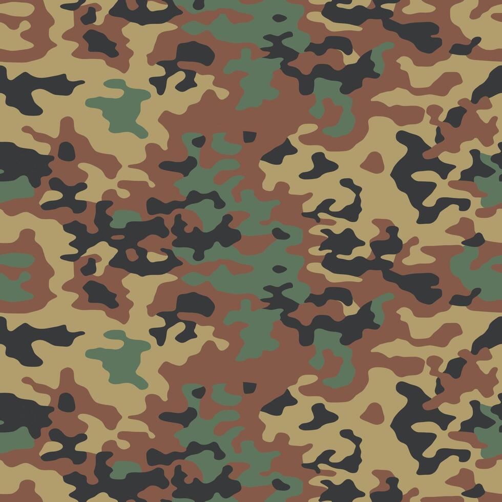 Camouflage seamless pattern. Khaki design style for t-shirt. Military texture, camo clothing while hunting illustration vector
