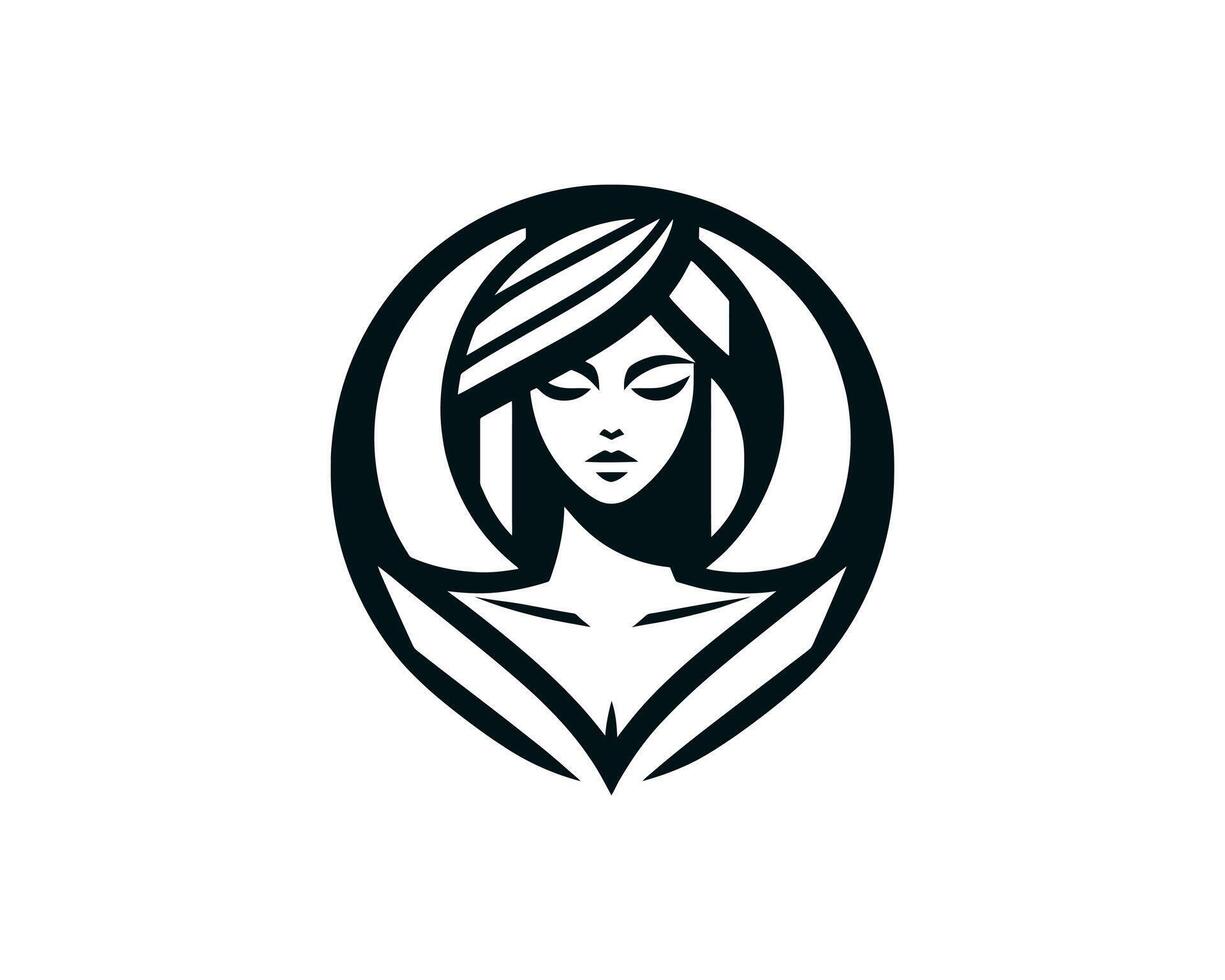 A woman's face in a circle logo icon vector