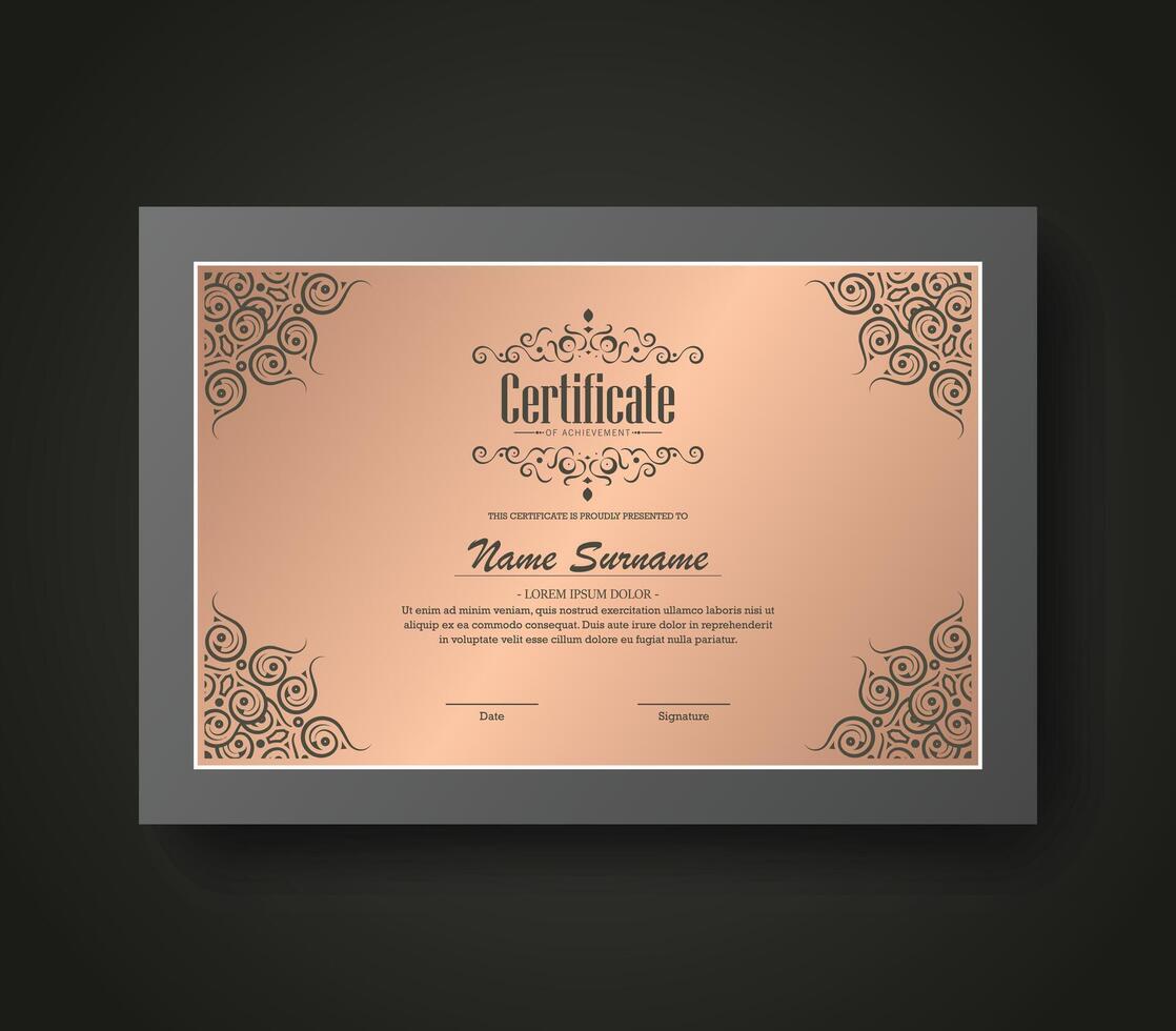Luxury Gold achievement certificate best award diploma design template vector