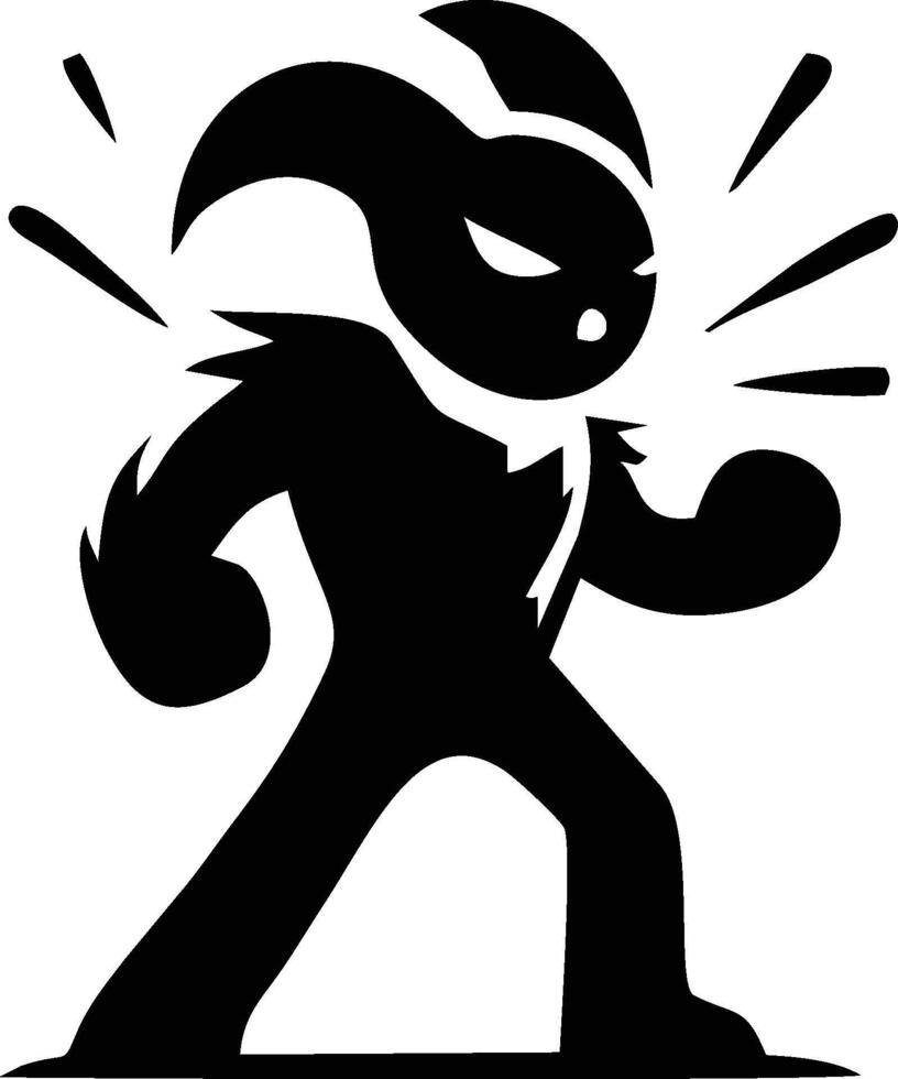 A black and white silhouette of fighter vector