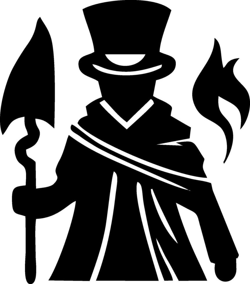 A silhouette of a man in a top hat and coat holding a torch vector