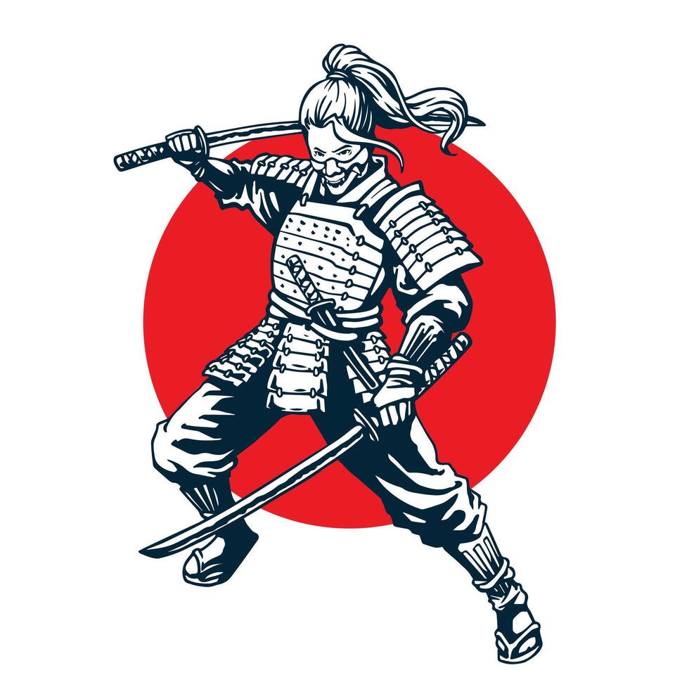 samurai women character vector