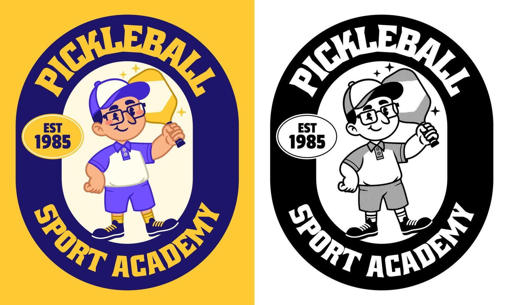 Retro Mascot Logo of Pickle Ball Athlete vector
