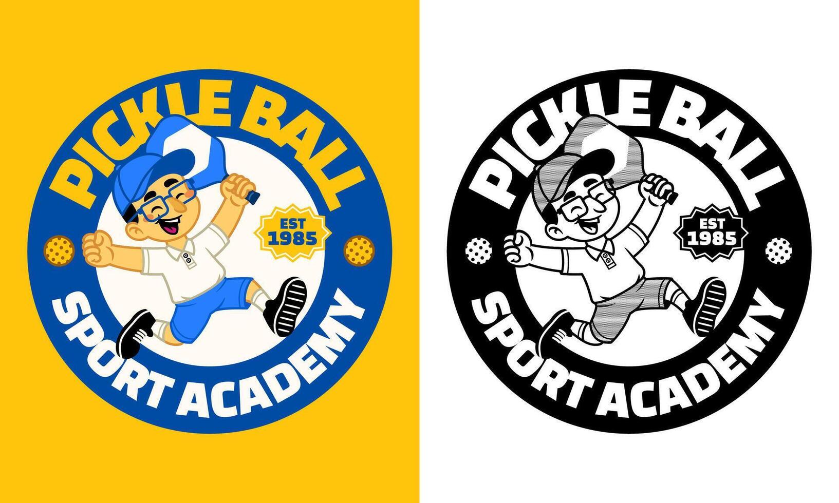 Retro Cartoon Character of Pickle Ball Athlete Mascot vector