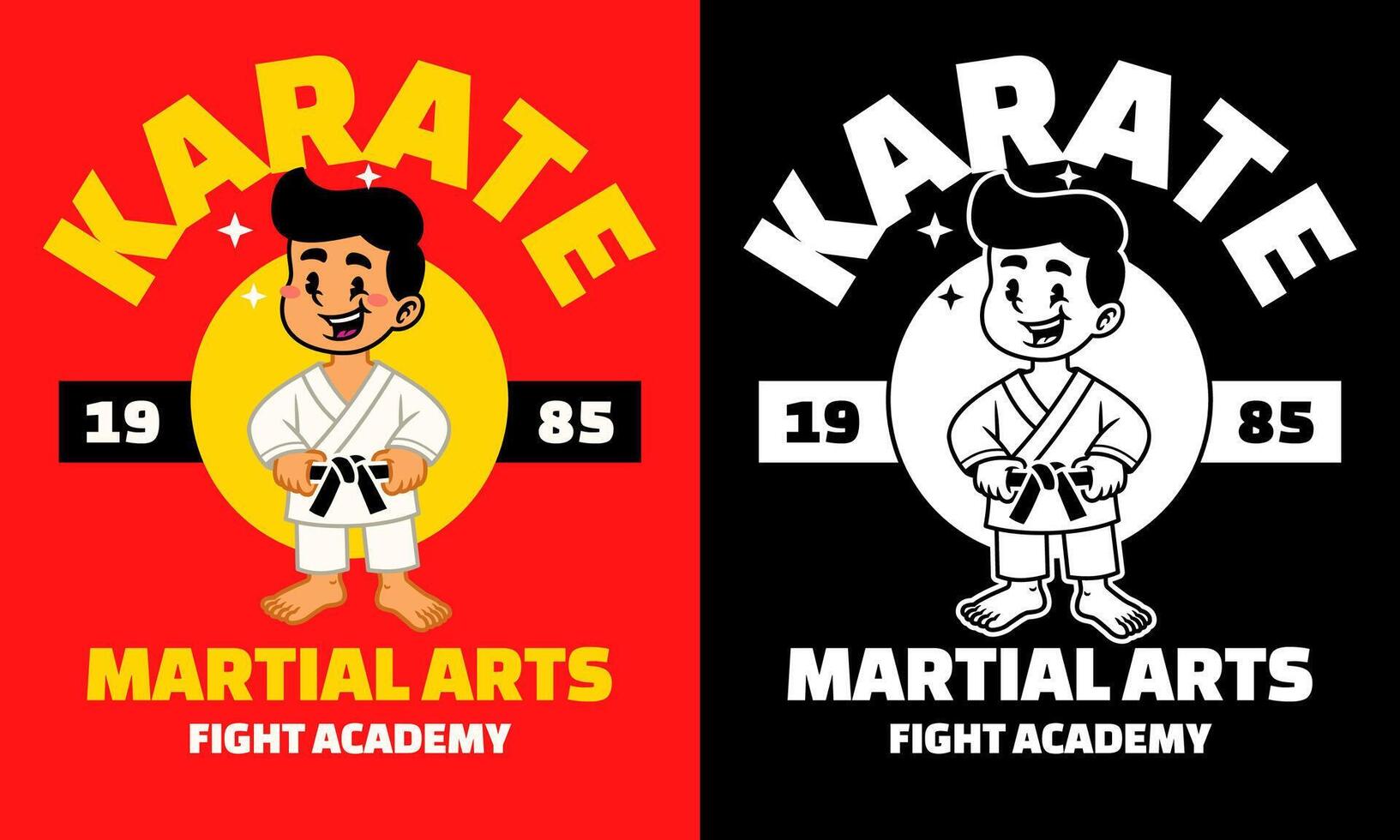 Retro Cartoon Character of Karate Boy Mascot vector