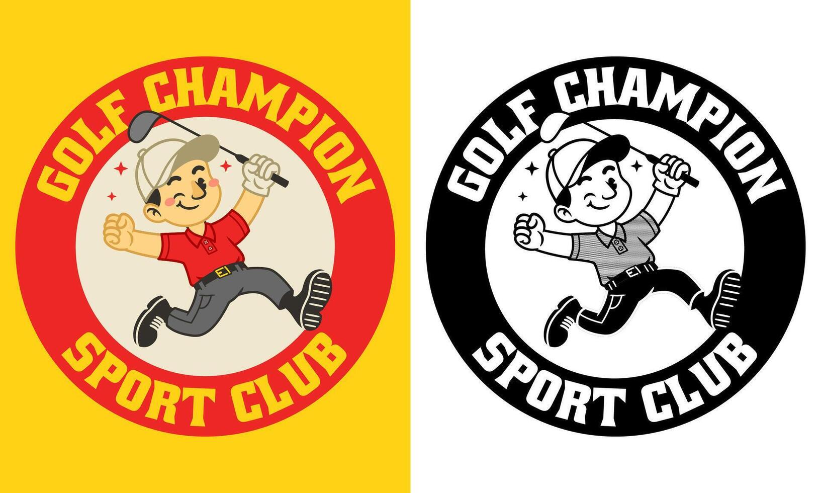 handdrawn of Retro Cartoon Character of Golfer Mascot vector