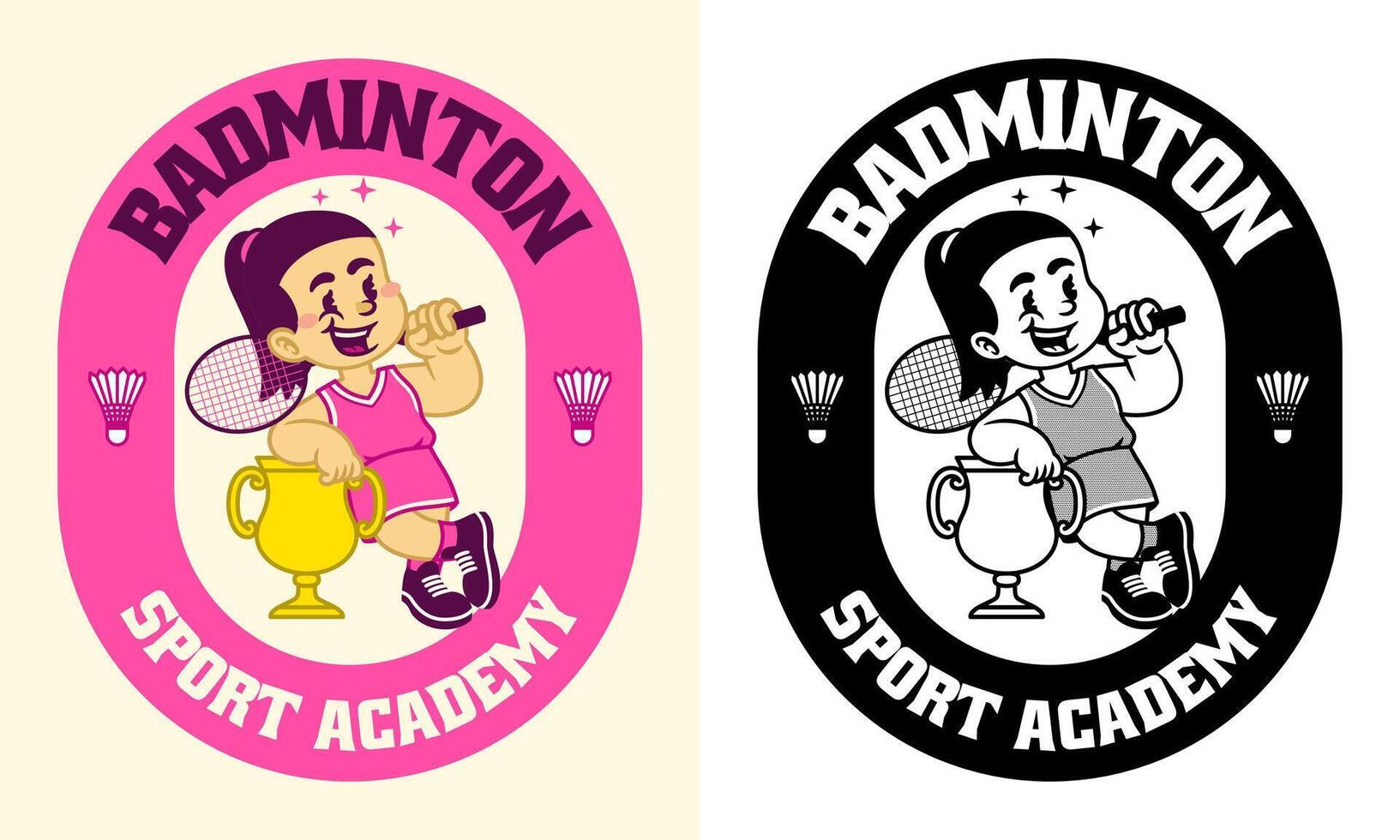 Retro Mascot Illustrastion of Badminton Athlete vector