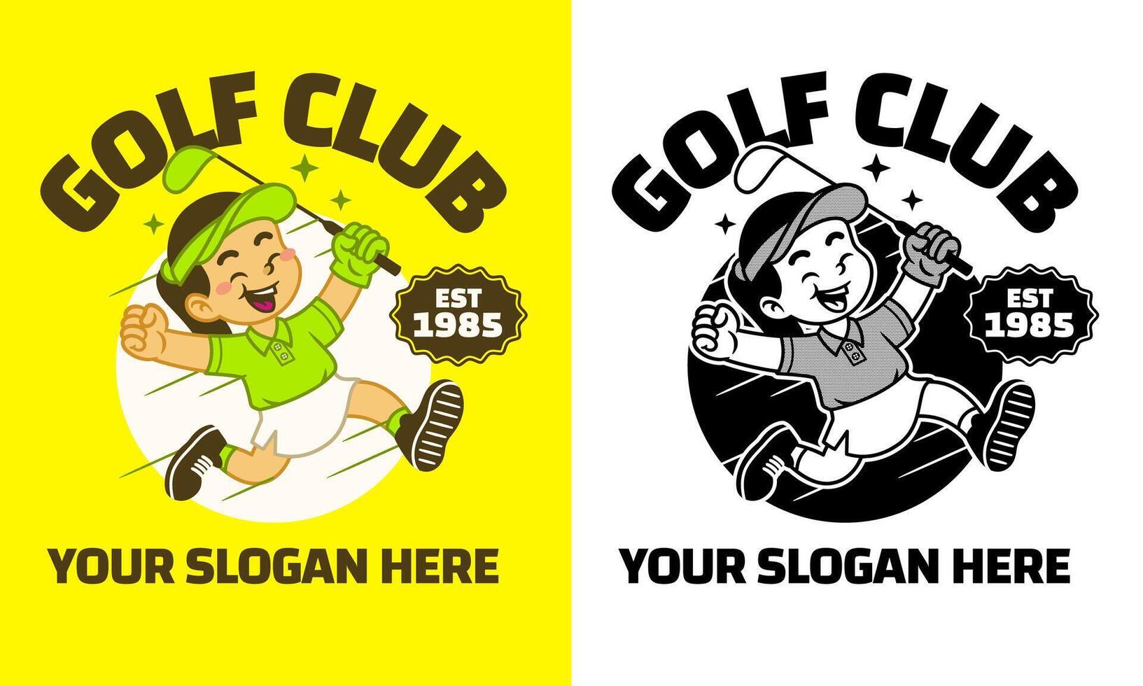 hand drawn of Retro Cartoon Character of Golfer Mascot vector