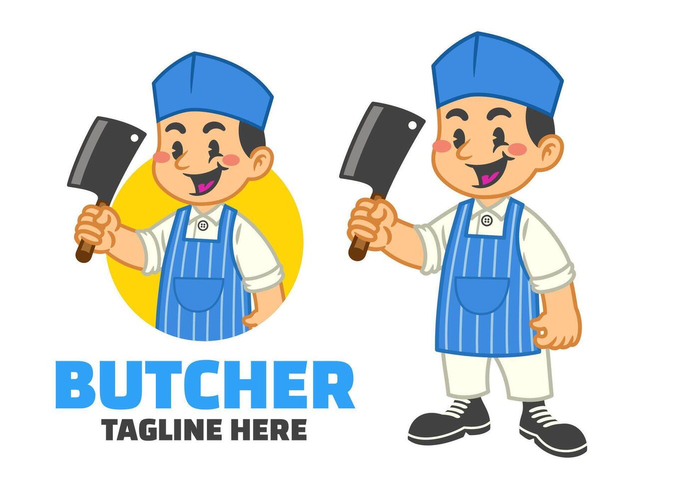 Logo of Buthcer Mascot Illustration in Retro Style vector