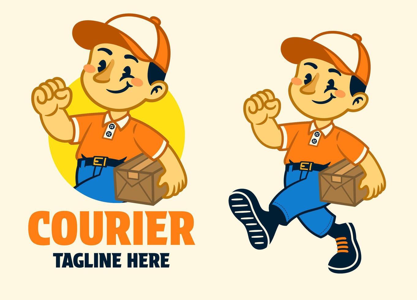 Courier Mascot Logo Illustrastion in Retro Style vector