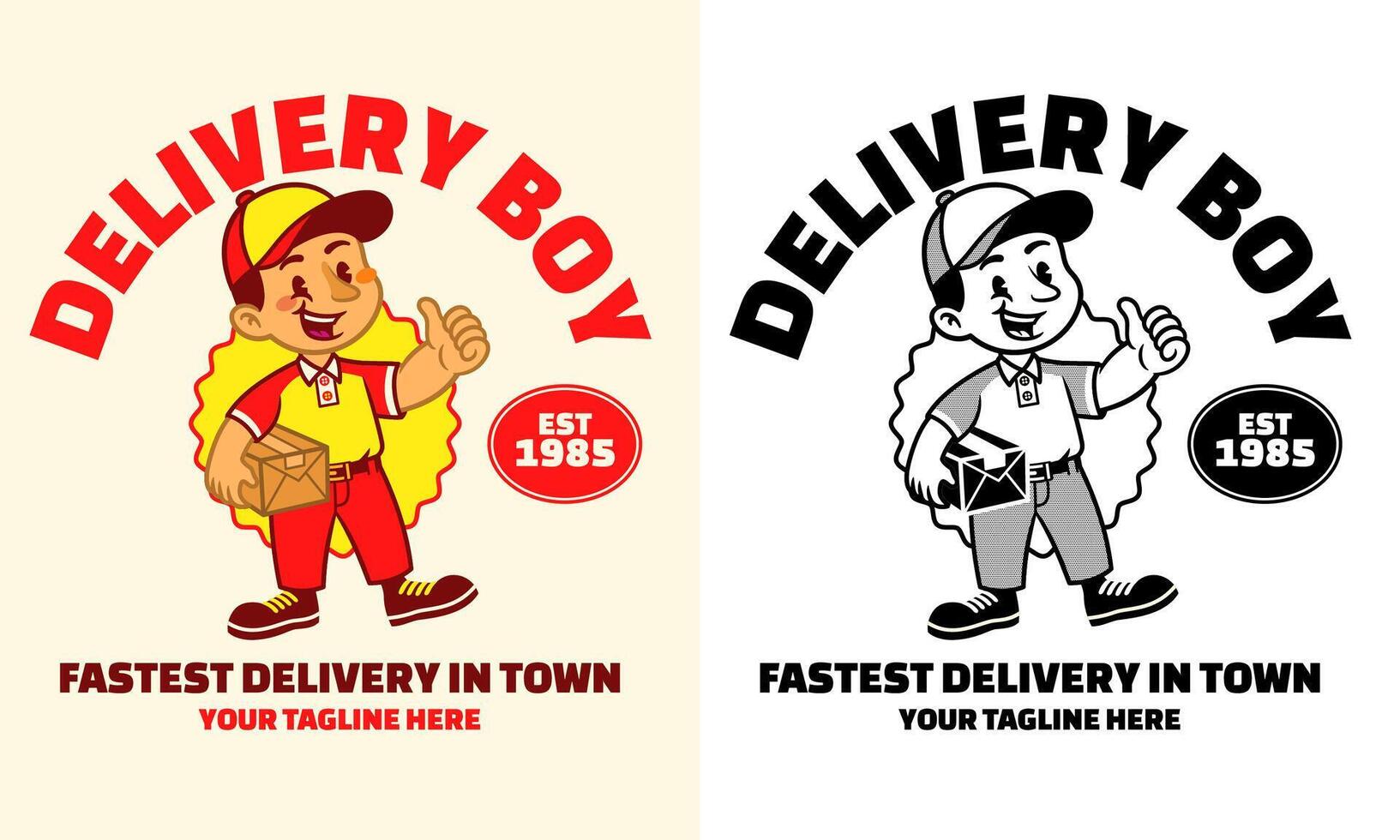 Delivery Boy Mascot Logo in Retro Style vector