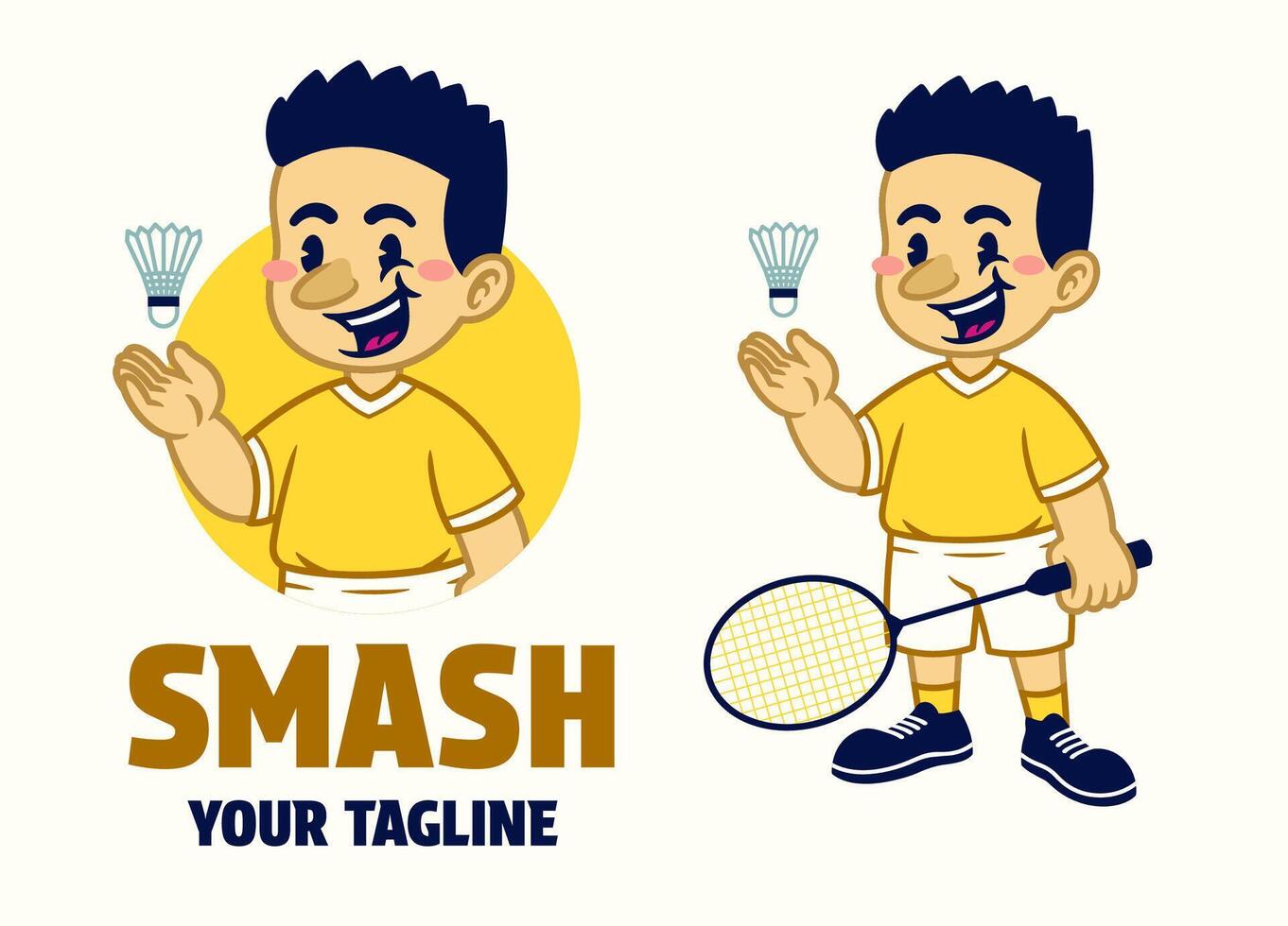 Mascot Illustrastion of Badminton Athlete in Retro Style vector