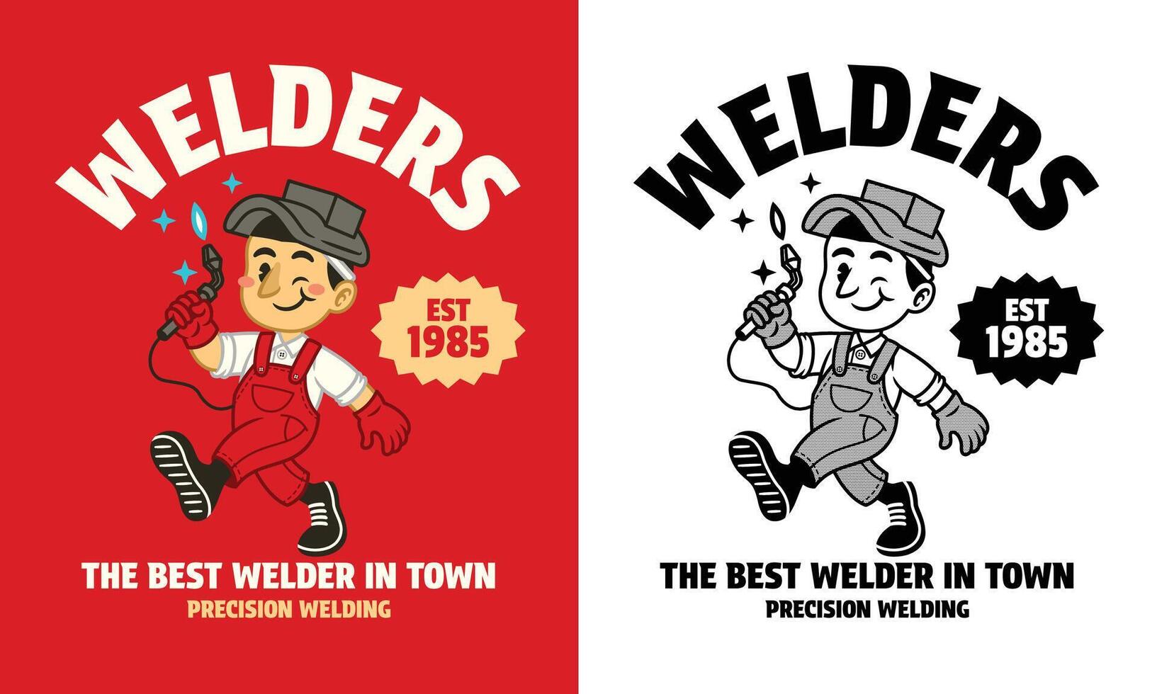 Retro Cartoon Character of Welders Mascot vector