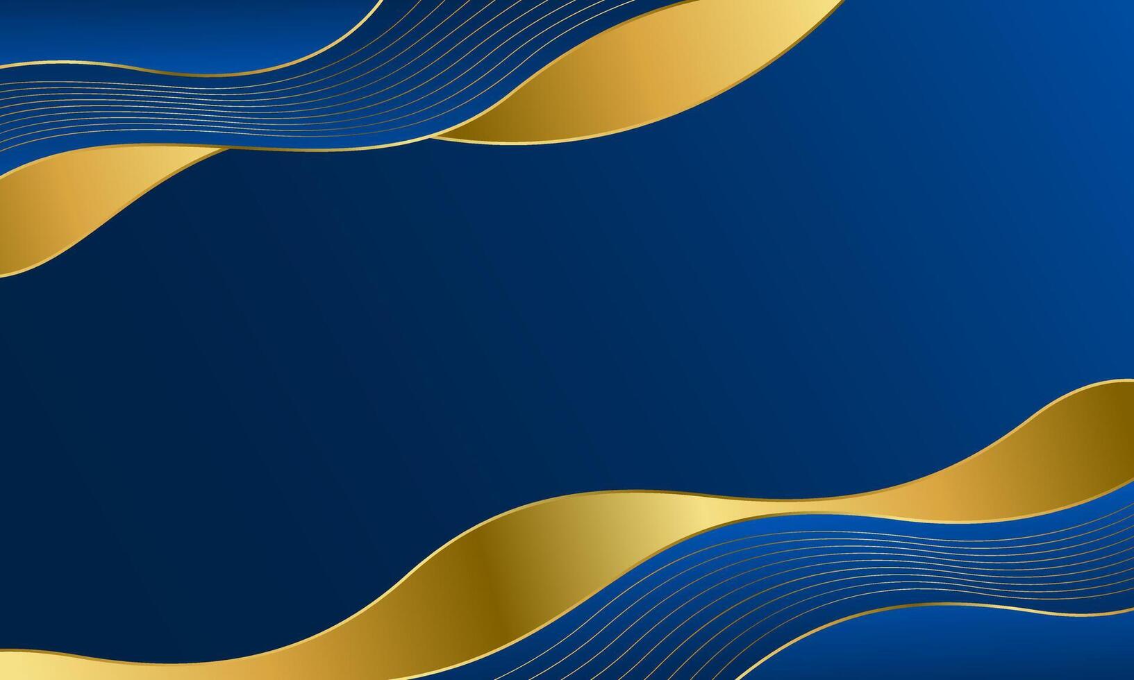 Elegant modern blue luxury wave background with gold element vector