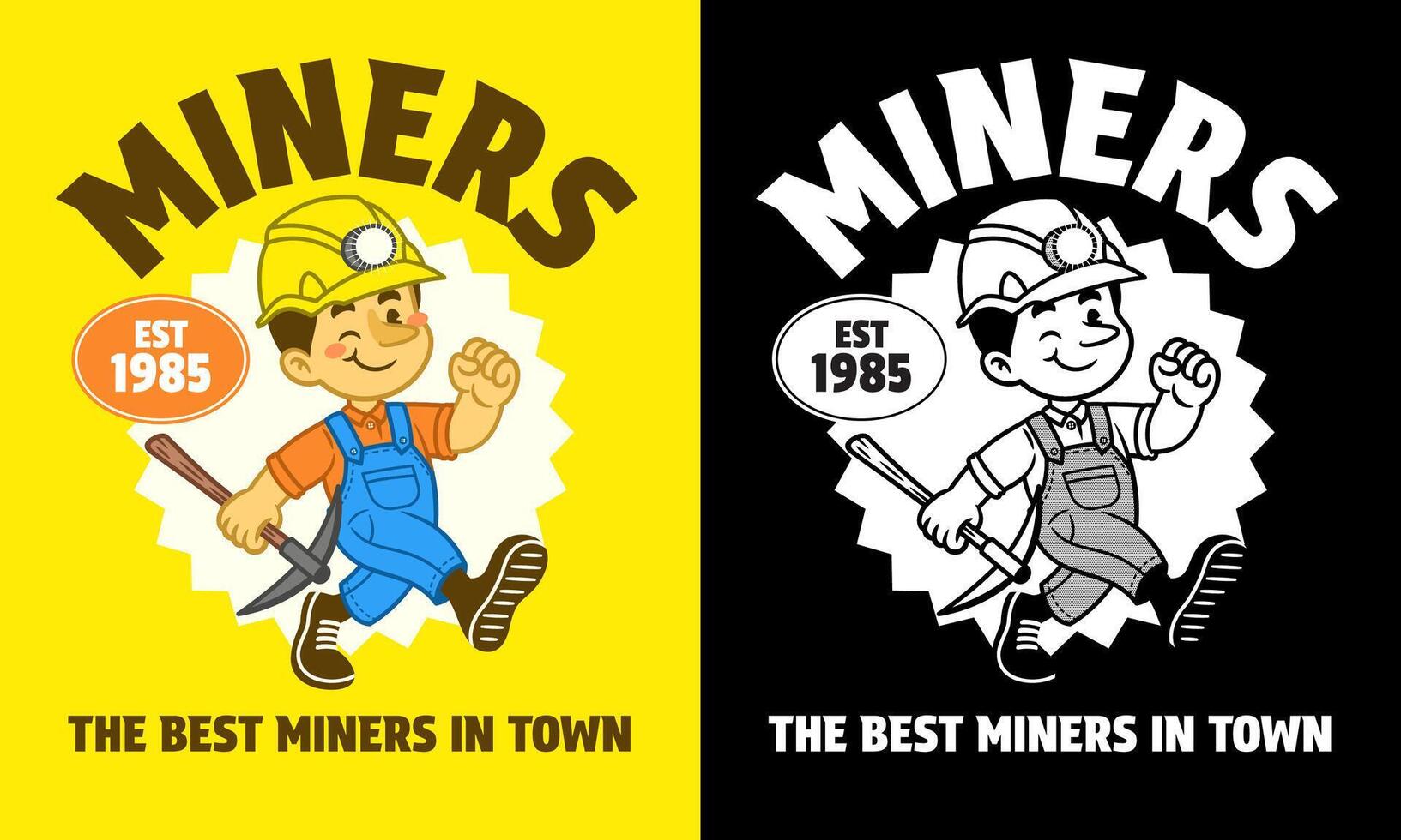 Retro Cartoon Character of Miners Mascot vector
