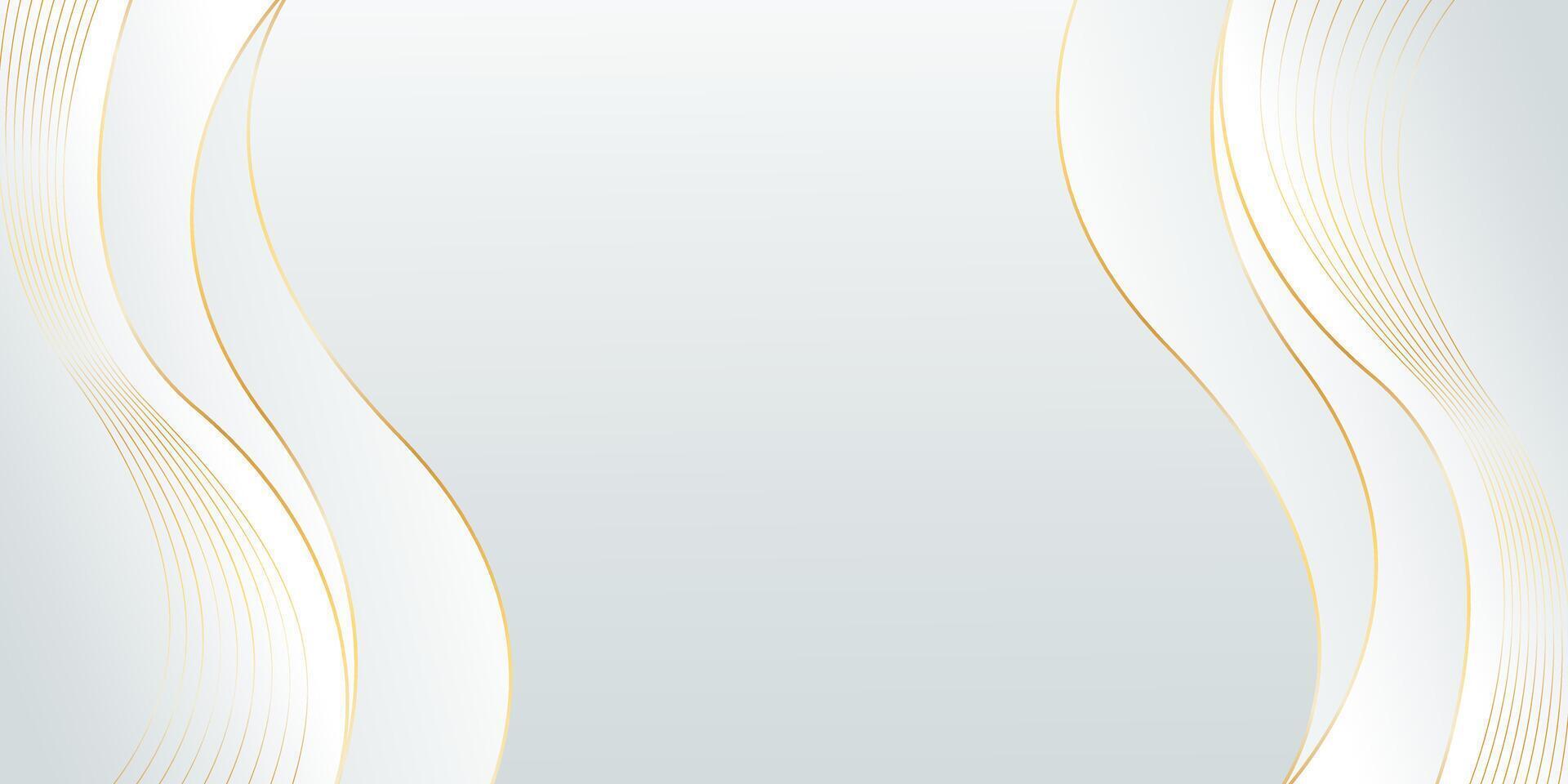 Luxury Abstract White-gray Design with Soft Curves and Gold Lines vector