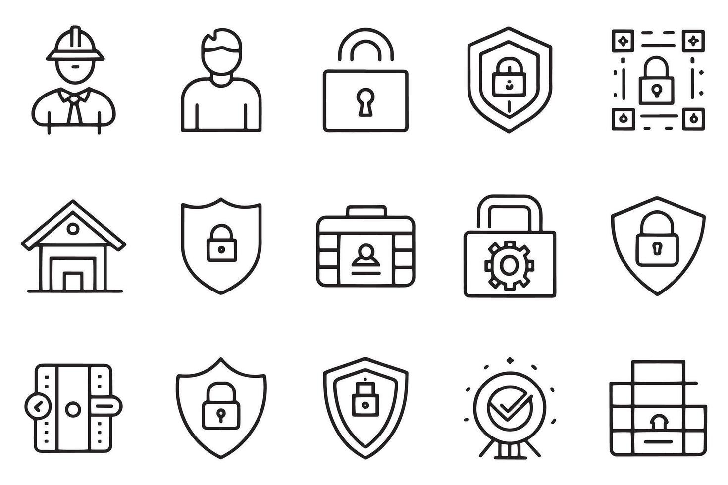 Security and Protection related editable stroke outline icon set flat illustration vector