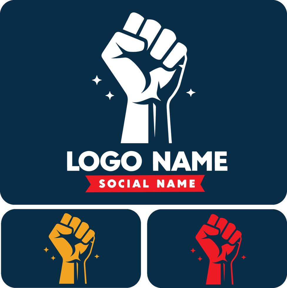 Raised Fist Power Logo Design vector